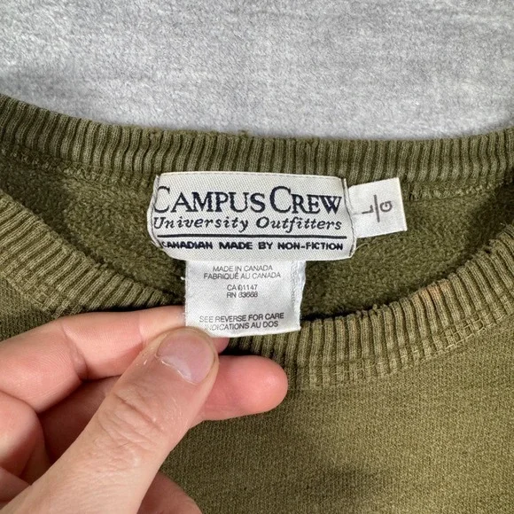 Michigan State Spartans MSU Sweatshirt Mens Large Olive Green Vintage Crewneck - Picture 3 of 9